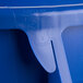 A close up of a blue Rubbermaid Brute recycling can.