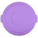 A purple plastic Carlisle Bronco lid with a handle.