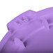 A close-up of a purple plastic lid for a Carlisle Bronco trash can.