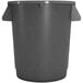 A gray plastic Carlisle Bronco trash can with a lid.