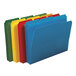 A stack of Smead waterproof poly letter size file folders in assorted colors.