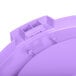 A close up of a purple Carlisle Bronco trash can lid.