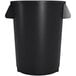 A black trash can with two handles and a lid.