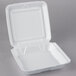 Dart 80HT1R 8" x 7 1/2" x 2" White Foam Square Take Out Container with Hinged Lid - 200/Case Main Thumbnail 3