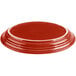 A red oval Fiesta china platter with a white border.
