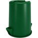 A green Carlisle Bronco 32 gallon round plastic trash can with a lid.