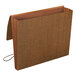 A brown file folder with a flap and string closure.