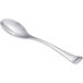 A close-up of a Chef & Sommelier stainless steel dinner spoon with a silver handle.