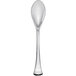 A clear stainless steel teaspoon with a long handle.