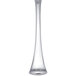 A clear glass vase with a long neck.