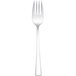 An Arcoroc stainless steel salad fork with a black tip on a white background.