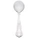 A silver Libbey Kings bouillon spoon with a handle.
