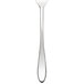 A stainless steel dinner fork with a white background.