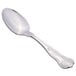 A Libbey stainless steel teaspoon with a design on the handle.