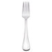 A Libbey stainless steel salad fork with a black handle.