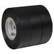 A close-up of a black roll of Duck Tape Professional Electrical Tape with a white label.