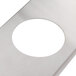 A stainless steel plate with a circular border.