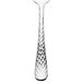 A Libbey stainless steel dessert spoon with a textured handle.