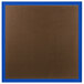 A brown square bulletin board with a blue frame.