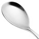 A close-up of a Chef & Sommelier stainless steel dessert spoon with a silver handle.