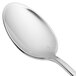 A close-up of a Chef & Sommelier Lazzo stainless steel demitasse spoon with a silver handle.