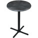 A black round Holland Bar Stool outdoor bar table with a black base.