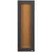 A brown rectangular Aarco Bulletin Board cabinet door with a glass panel.