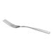 A silver Choice Delmont dinner fork with a white background.