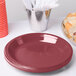 Creative Converting 28312231 10" Burgundy Plastic Plate - 240/Case Main Thumbnail 3