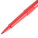 A close-up of a red Paper Mate Flair pen with a red cap.