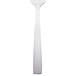 A long silver Libbey Oceanside salad fork with a white background.
