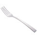 A Libbey stainless steel utility/dessert fork with a white handle.