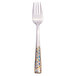 A silver 18/10 stainless steel salad fork with a pebble design on the handle.