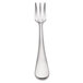 A stainless steel fork with a silver handle.