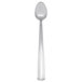A silver spoon on a white background.
