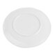 A white melamine plate with a circle in it.