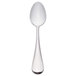 A silver spoon on a white background.