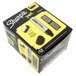 A yellow and black box of 12 Sharpie Magnum black chisel tip permanent markers.