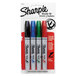 A red box of Sharpie brush tip permanent markers in assorted colors.