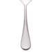 The Master's Gauge stainless steel dessert spoon by World Tableware with a white handle.