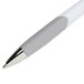 A close-up of a white and silver Paper Mate InkJoy 700 RT pen with a black tip.