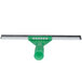 A green Unger window squeegee with a green plastic handle.