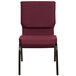 Flash Furniture XU-CH-60096-BYXY56-GG Burgundy Patterned 18 1/2" Wide Church Chair with Gold Vein Frame Main Thumbnail 3