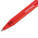 A close-up of a red Paper Mate InkJoy ballpoint pen with white writing.