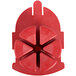A red plastic Matfer Bourgeat citrus wedger with six triangles.