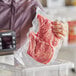 A hand holding a piece of meat in a VacPak-It vacuum packaging bag.