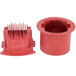 A red plastic Matfer Bourgeat container with two comb holders.