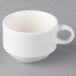 A close up of a Villeroy & Boch white porcelain cup with a handle.