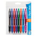 A package of Paper Mate Profile Retractable Ballpoint Pens with colorful ink and barrels.