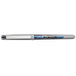 A white and blue Uni-Ball Vision pen with a silver tip.